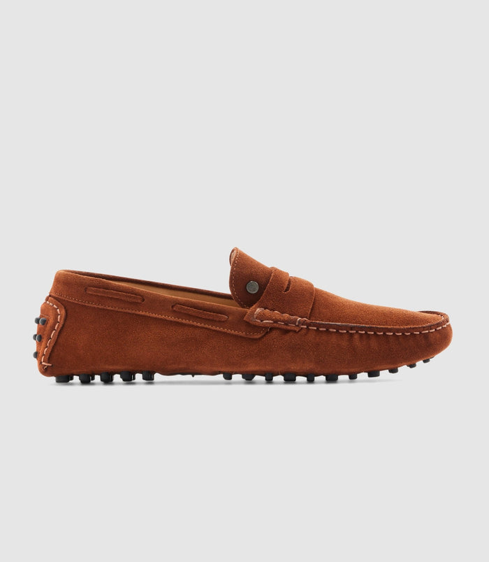 izac Mocassin en cuir velours camel "Eros"