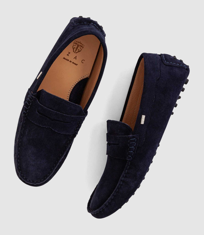 Izac Mocassin En Daim Marine "Geoffray"