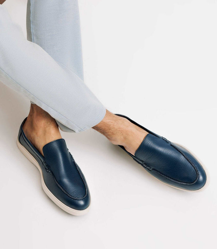 izac Mocassins en cuir marine