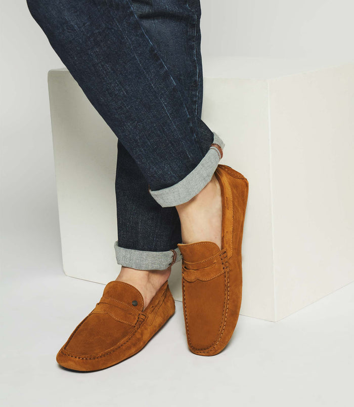 izac Mocassins en velours camel