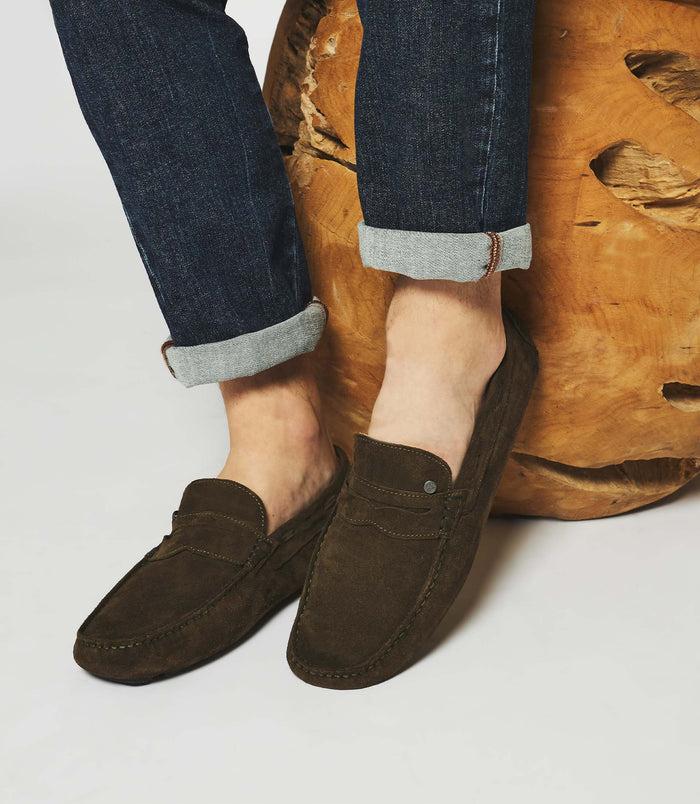 izac Mocassins en velours kaki