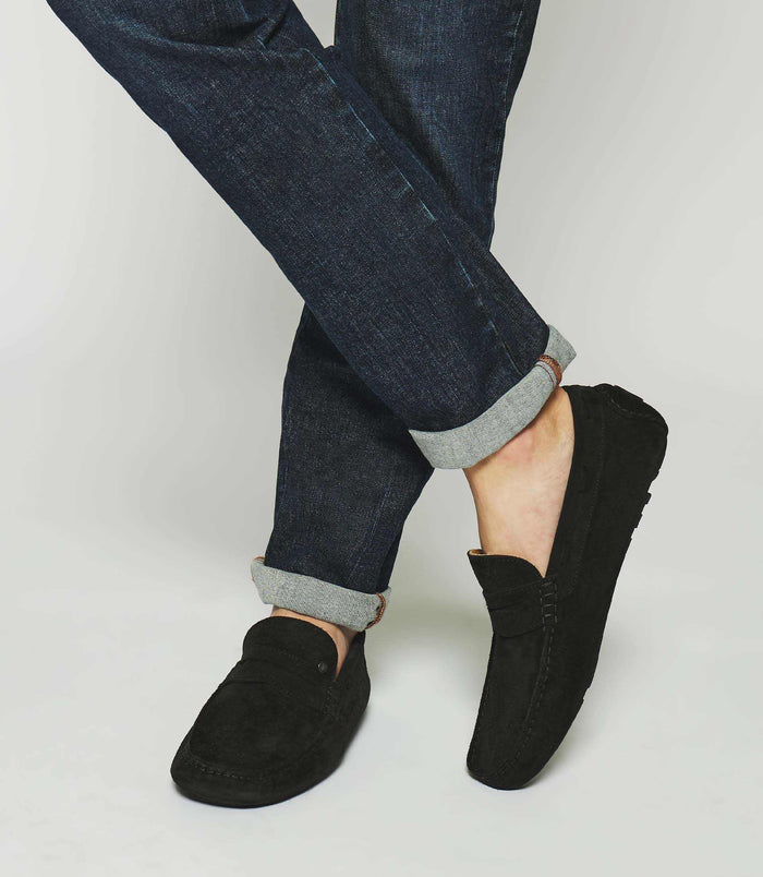 Izac Mocassins En Velours Noir