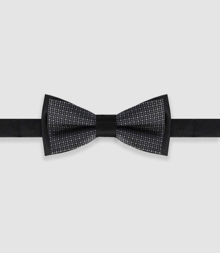 izac Nœud papillon en soie noir NPDUOTAM