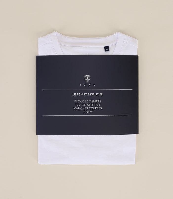 izac Pack de 2 t-shirts col V blancs