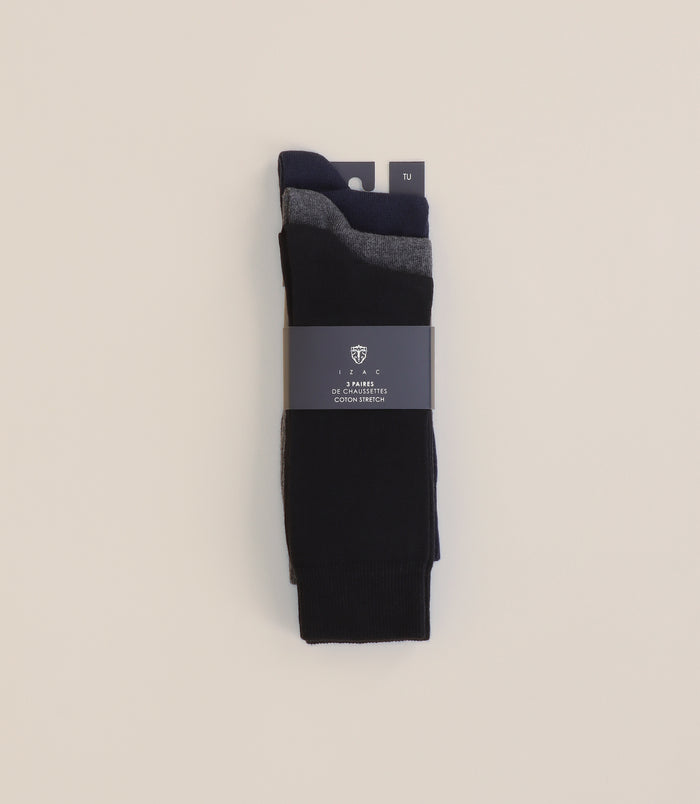 izac Pack de 3 chaussettes unies noir