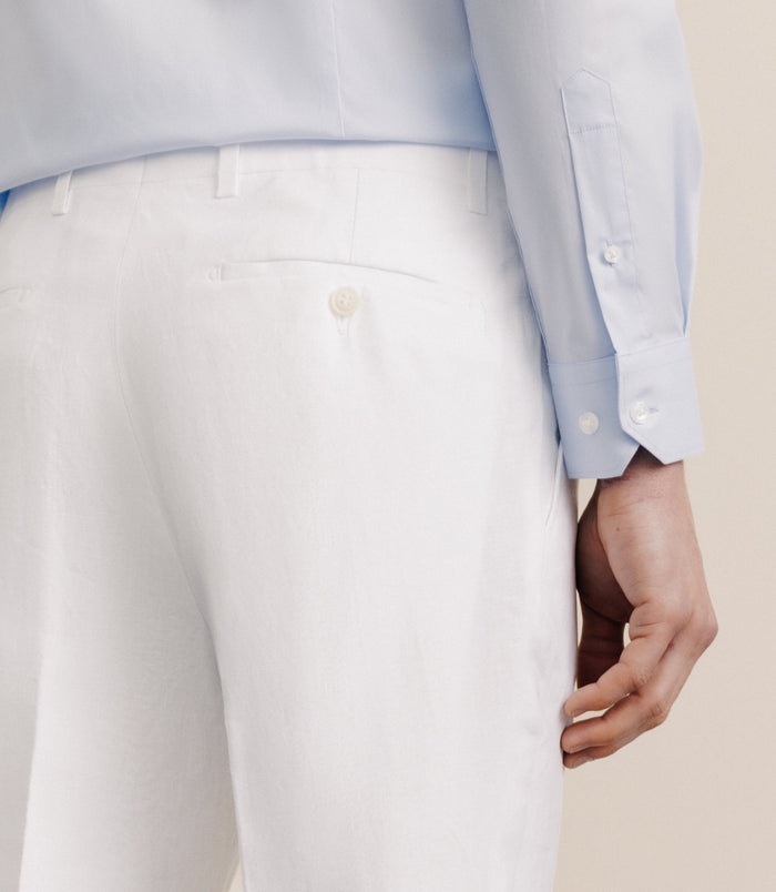 Izac Pantalon 100% Lin Blanc