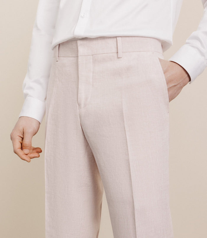 Izac Pantalon 100% Lin Rose