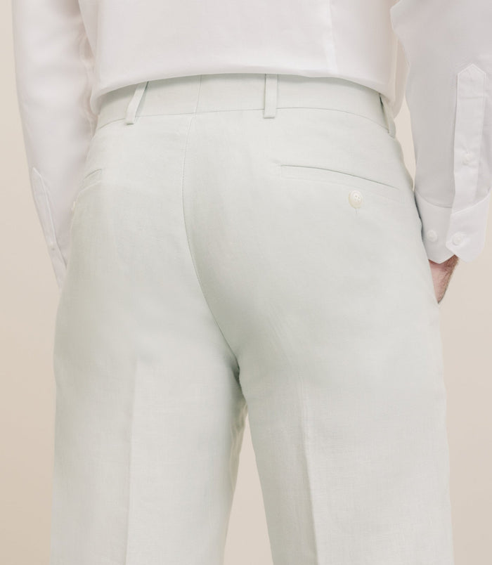Izac Pantalon 100% Lin Vert Eau