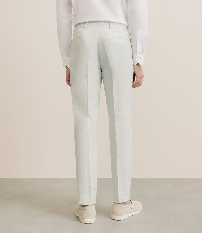 Izac Pantalon 100% Lin Vert Eau