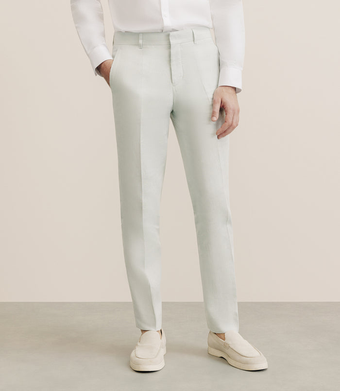 izac Pantalon 100% lin vert eau