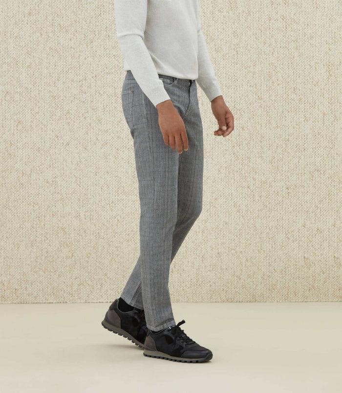 Izac Pantalon à Carreaux Gris Clair "Carreaux"