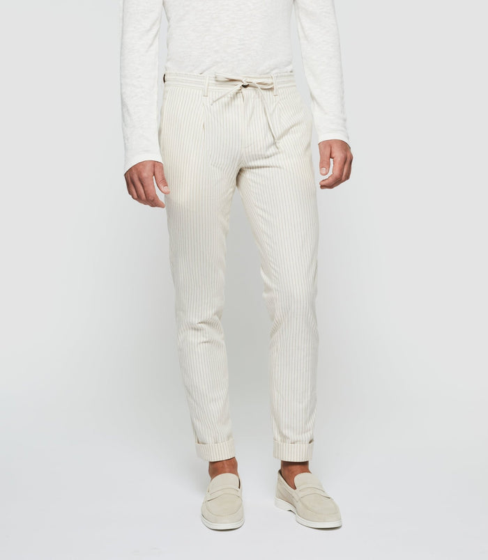 izac Pantalon à rayures écru "Punch"