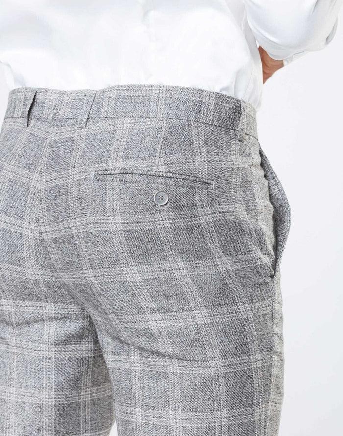 Izac Pantalon Carreaux Gris