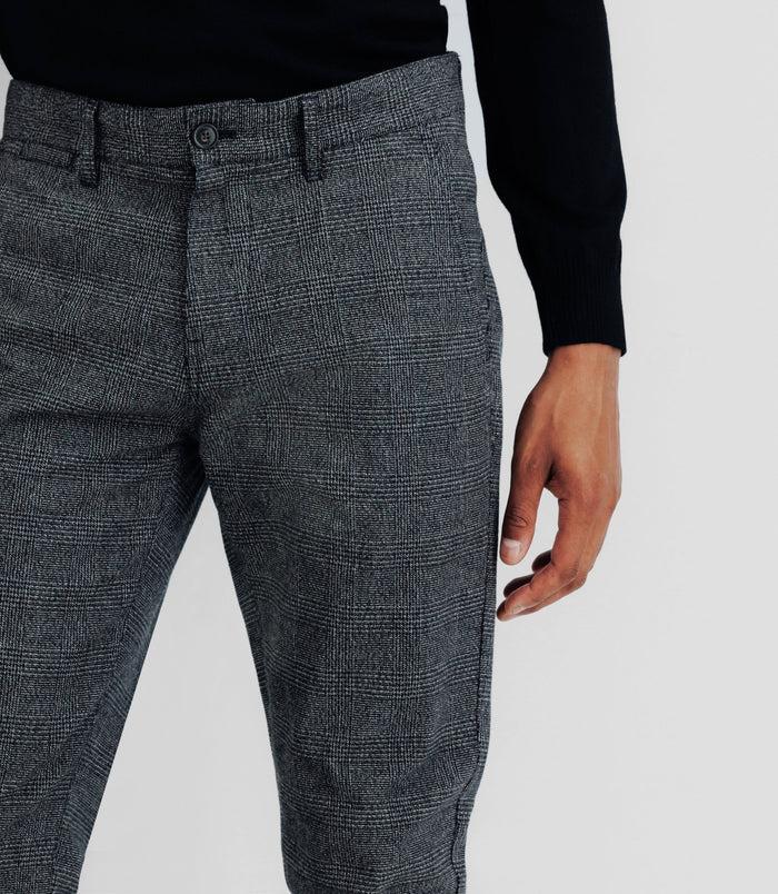 Izac Pantalon Chino à Carreaux Anthracite