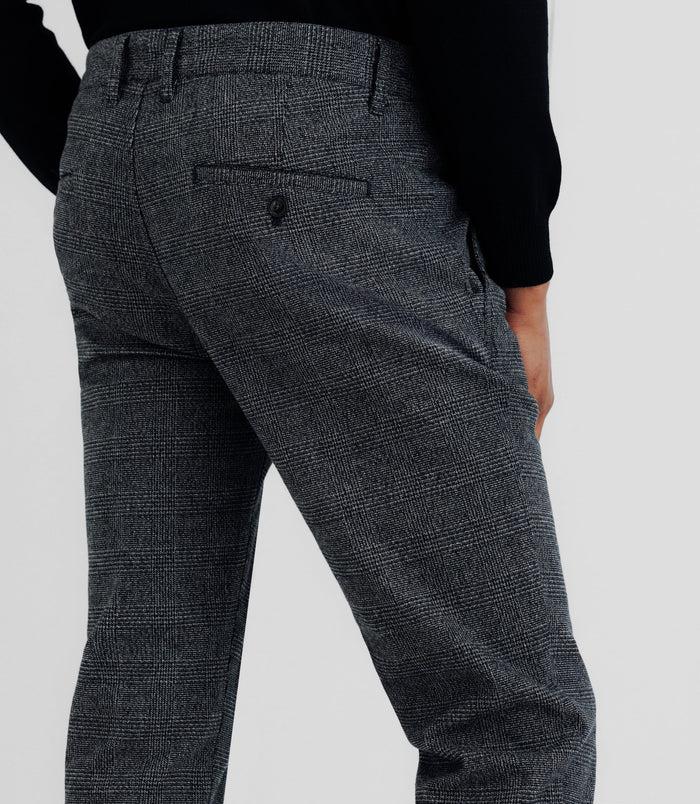 Izac Pantalon Chino à Carreaux Anthracite