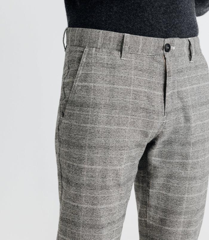 Izac Pantalon Chino à Carreaux Gris