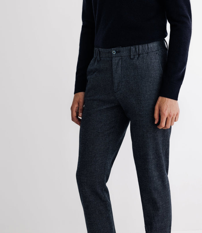 Izac Pantalon Chino à Carreaux Marine