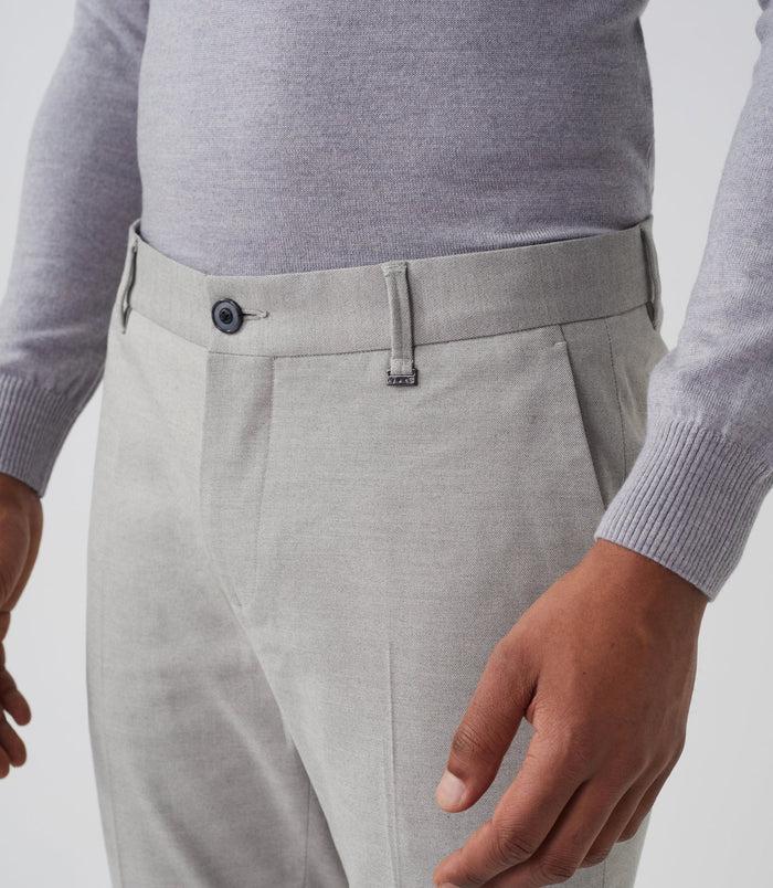 Izac Pantalon Chino Aspect Laine Gris-clair "Miel"