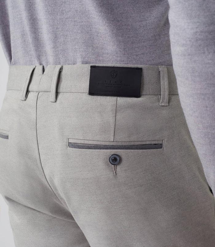 Izac Pantalon Chino Aspect Laine Gris-clair "Miel"