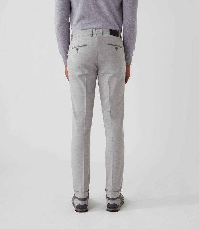 Izac Pantalon Chino Aspect Laine Gris-clair "Miel"
