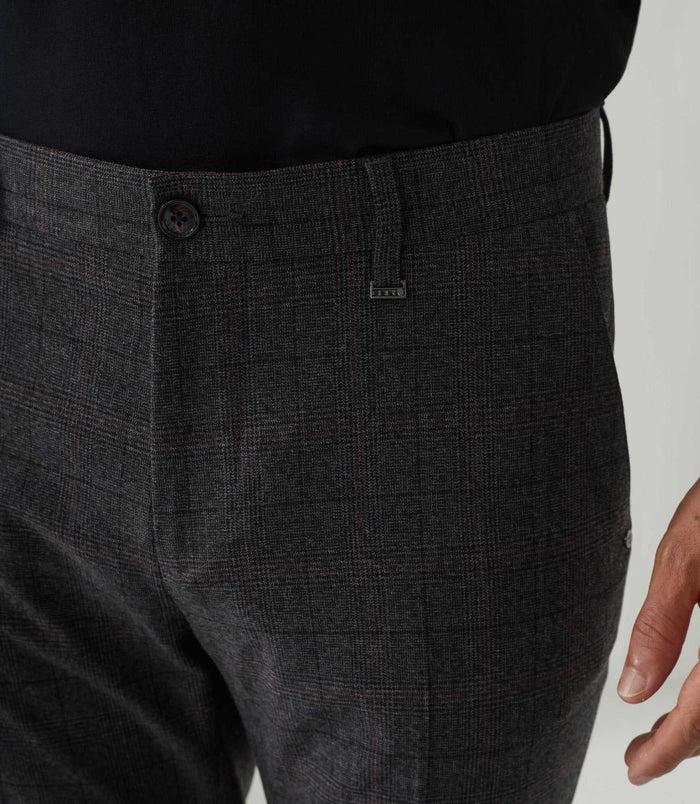 Izac Pantalon Chino Aspect Laine Gris Foncé "Milice"