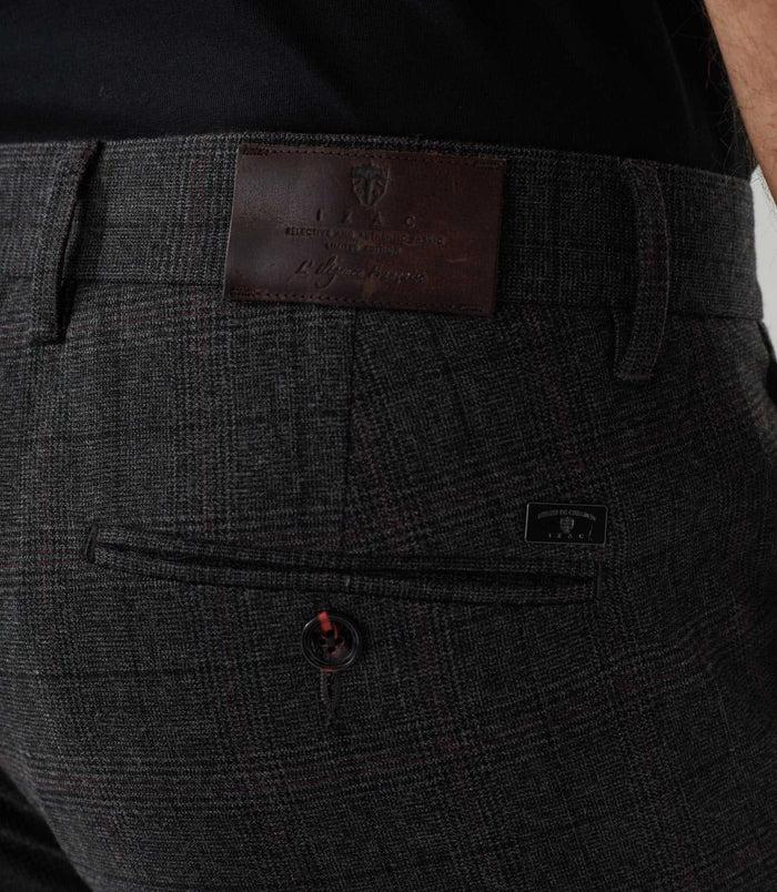 Izac Pantalon Chino Aspect Laine Gris Foncé "Milice"