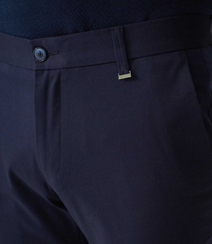 Izac Pantalon Chino Aspect Laine Marine "Miel"
