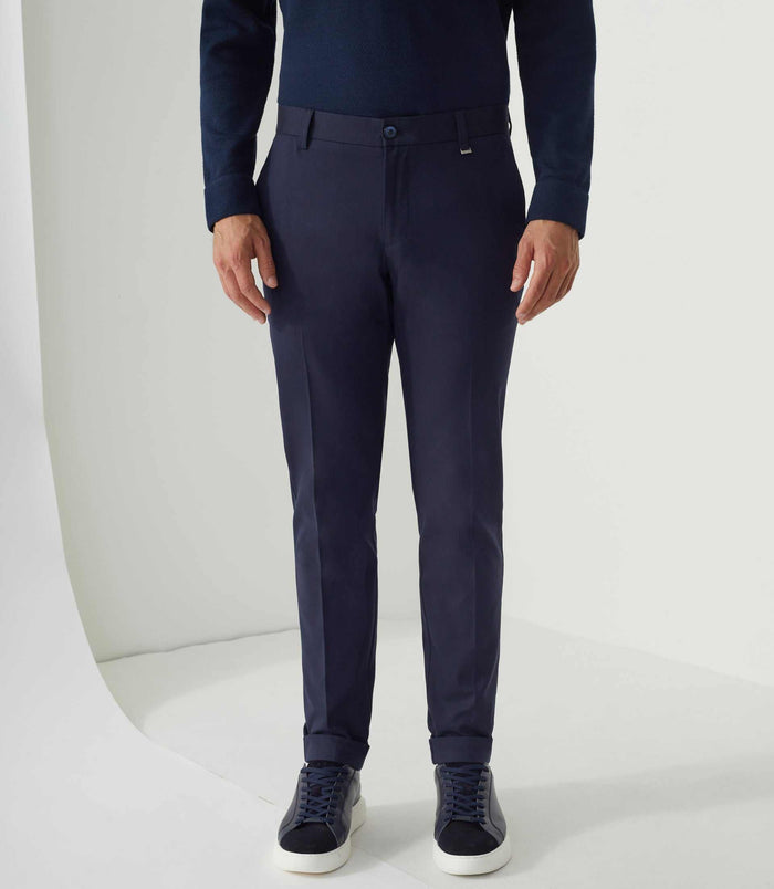 Izac Pantalon Chino Aspect Laine Marine "Miel"