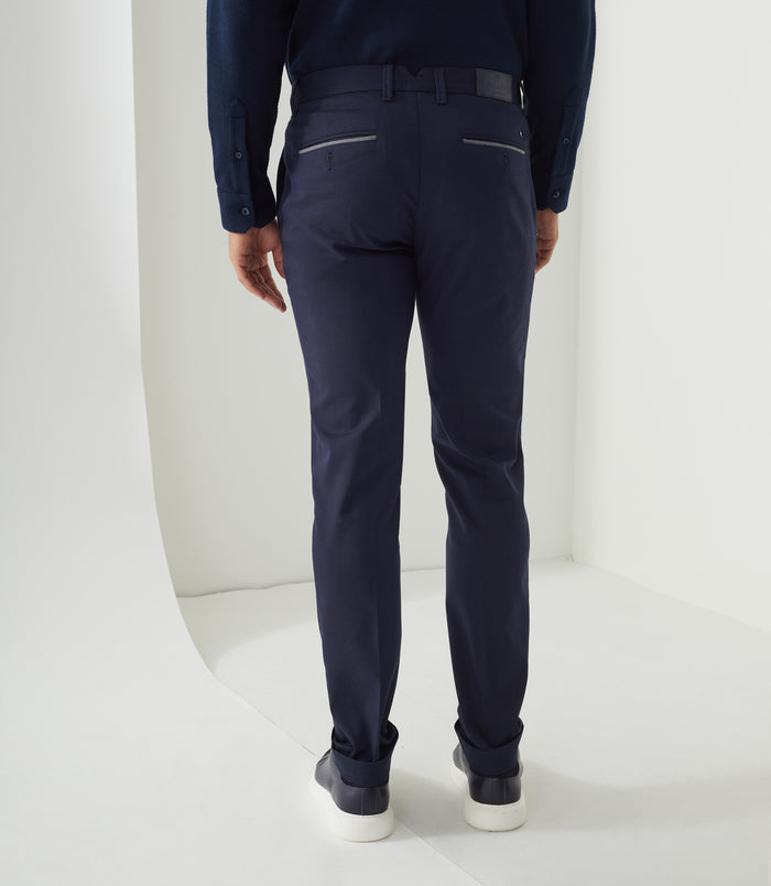 Izac Pantalon Chino Aspect Laine Marine "Miel"