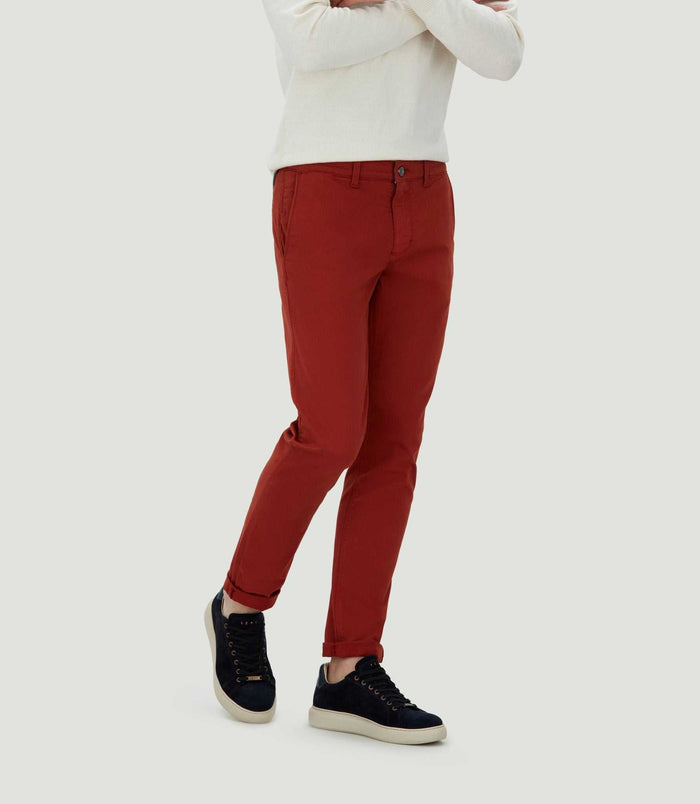 Izac Pantalon Chino Fashion Orange Brûlée "Célèbre"