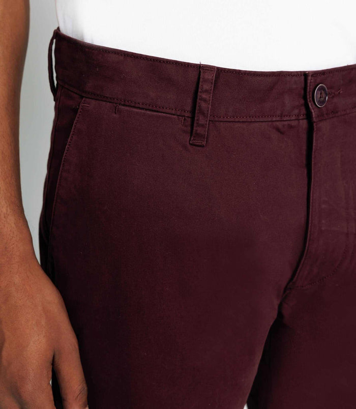 Izac Pantalon Chino Satin Bordeaux