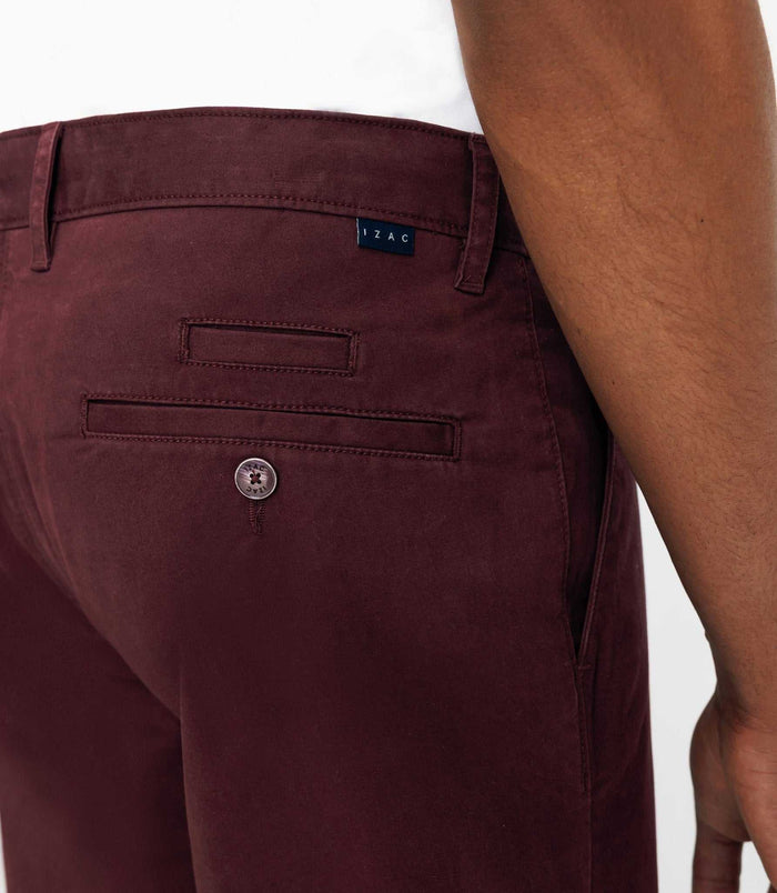Izac Pantalon Chino Satin Bordeaux