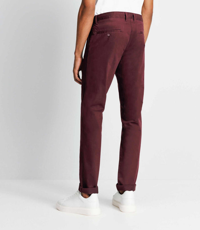 Izac Pantalon Chino Satin Bordeaux