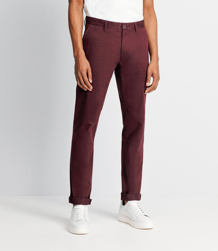 izac Pantalon chino satin bordeaux