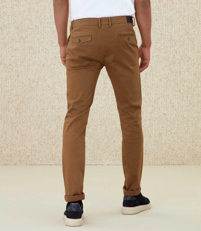 Izac Pantalon Chino Satin Camel "Casanova"
