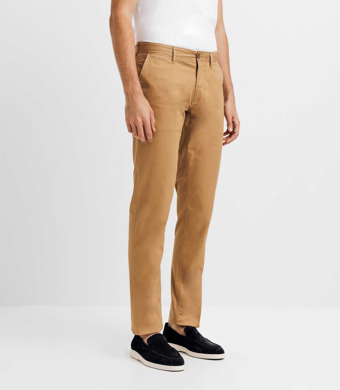 izac Pantalon chino satin camel