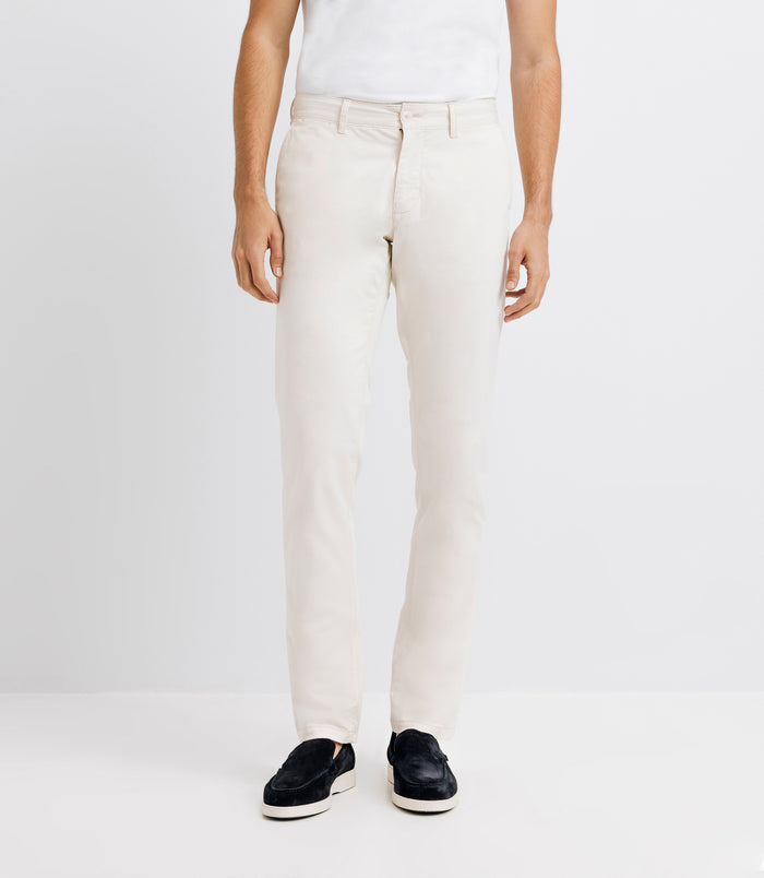 izac Pantalon chino satin écru