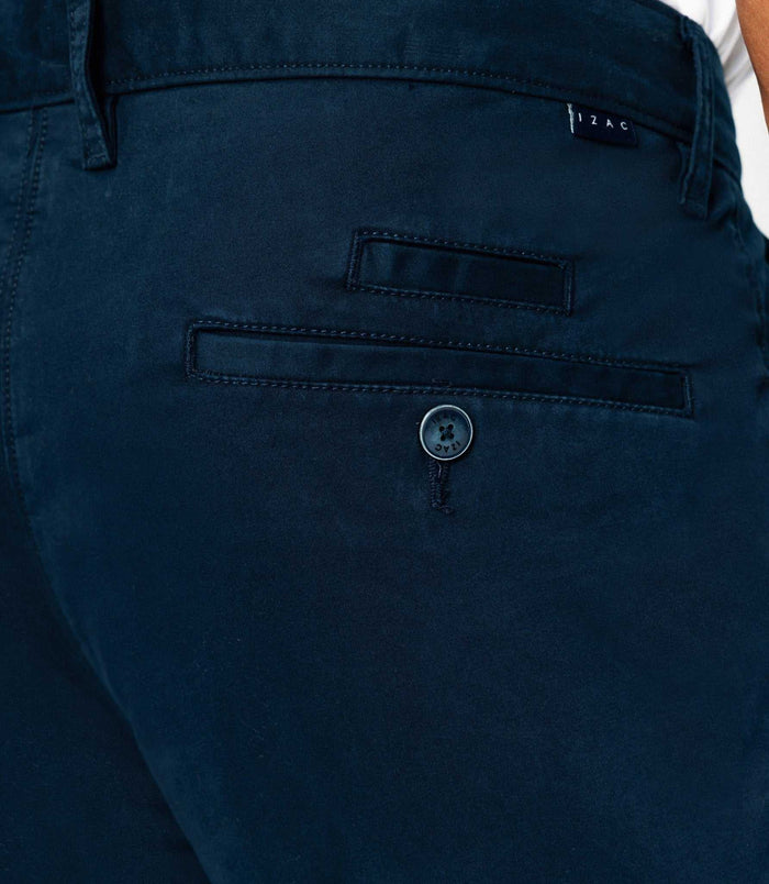 Izac Pantalon Chino Satin Marine