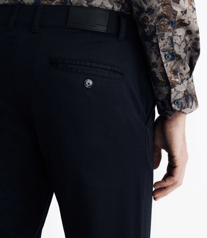 Izac Pantalon Chino Satin Marine
