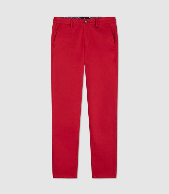 Izac Pantalon Chino Satin Rouge "Panama"