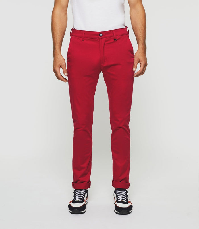 izac Pantalon chino satin rouge "Panama"