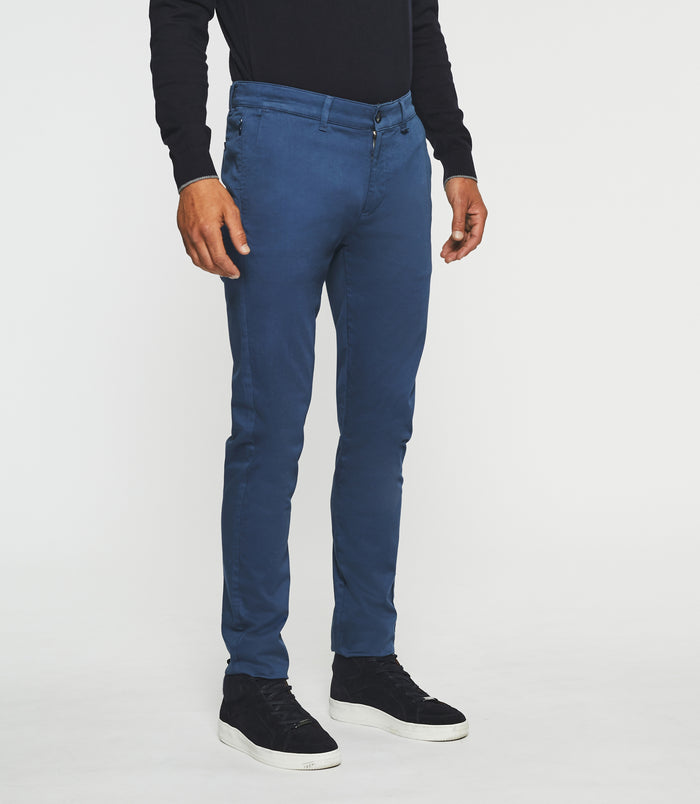 izac Pantalon chino slim bleu VANAMA