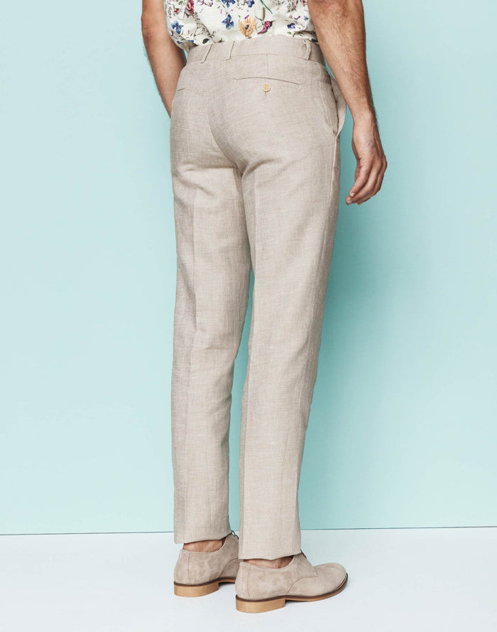 Izac Pantalon Coton Et Lin Beige "Liverpool"