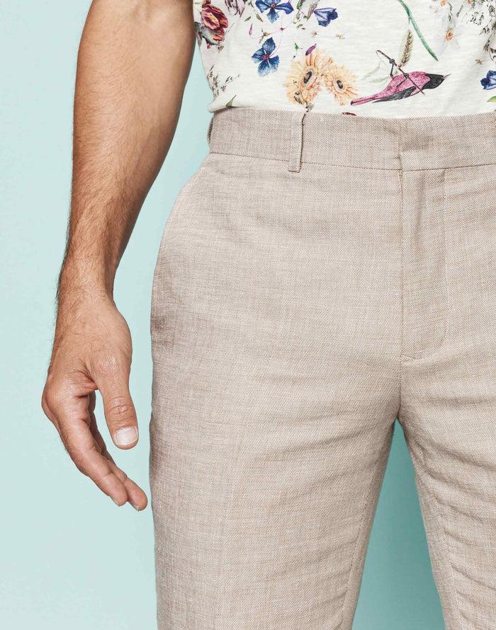 Izac Pantalon Coton Et Lin Beige "Liverpool"