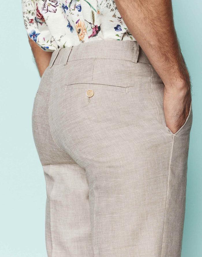 Izac Pantalon Coton Et Lin Beige "Liverpool"
