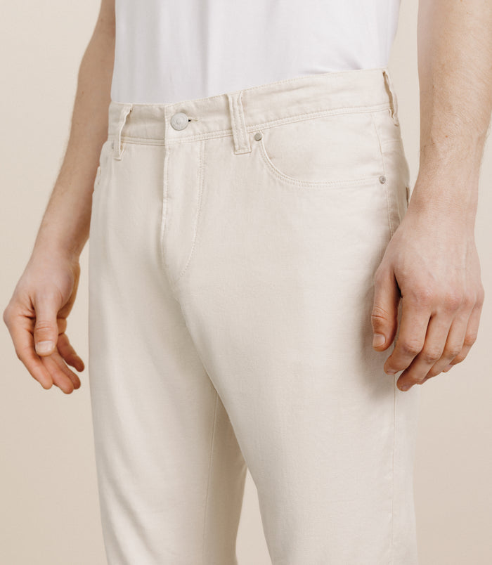 Izac Pantalon Droit En Lin Et Coton Beige