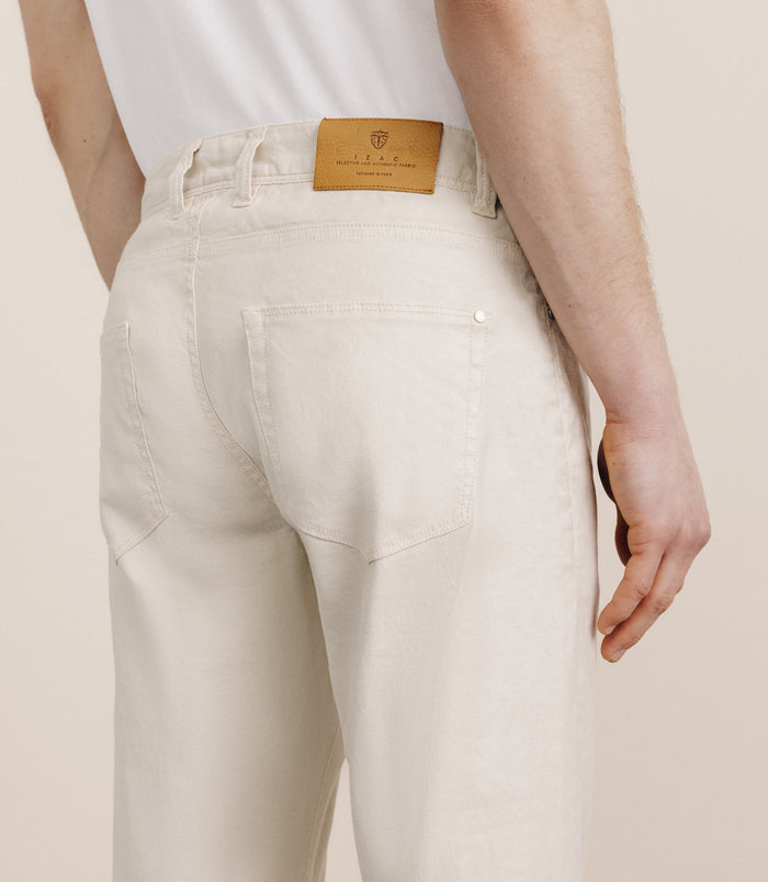 Izac Pantalon Droit En Lin Et Coton Beige