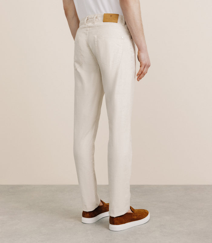 Izac Pantalon Droit En Lin Et Coton Beige