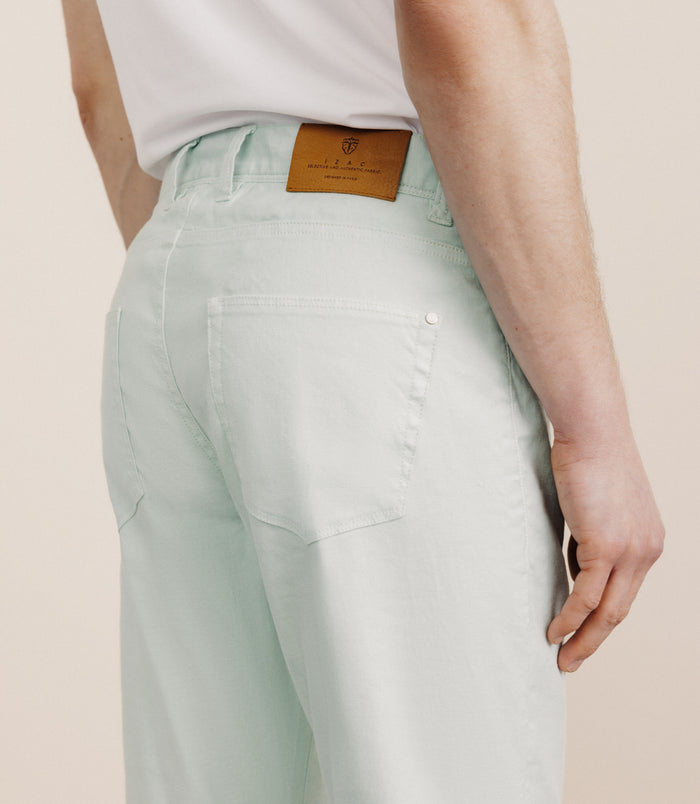 Izac Pantalon Droit En Lin Et Coton Vert