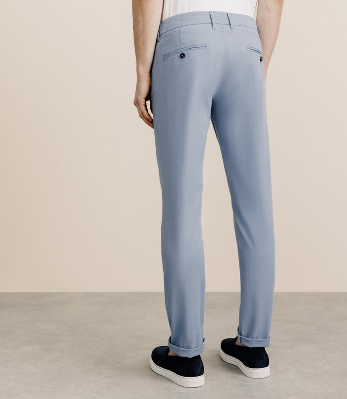 Izac Pantalon En Coton Stretch Indigo Clair